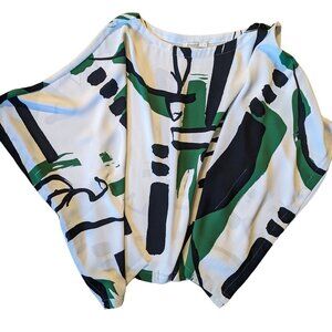 Green Abstract 3/4 Dolman Sleeve Womens Top
